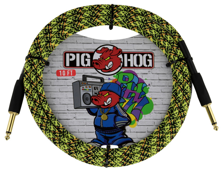 Pig Hog "Yellow Graffiti" Instrument Cable 10ft Straight