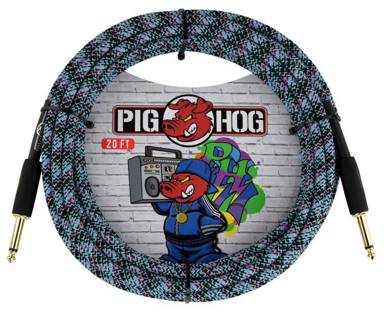 Pig Hog "Blue Graffiti" Instrument Cable 20ft Straight