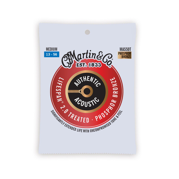 Martin Authentic Acoustic Lifespan 2.0 Guitar Strings Phosphor Bronze Medium