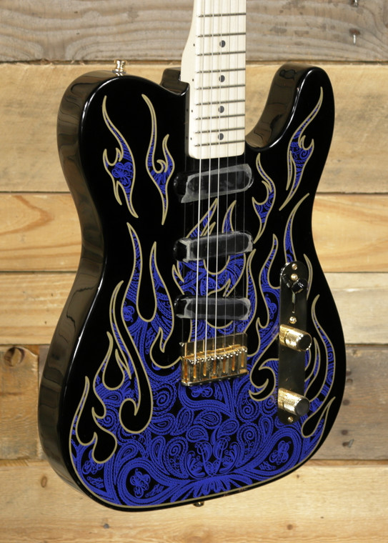 Fender  James Burton Signature Telecaster Electric Guitar Blue Paisley Flames w/ Case