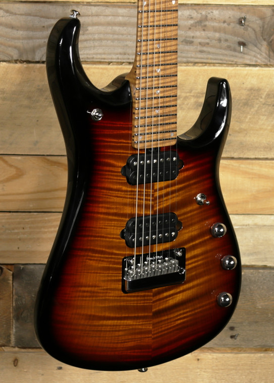 Music Man JP15 7-String Electric Guitar Tiger Eye w/ Case