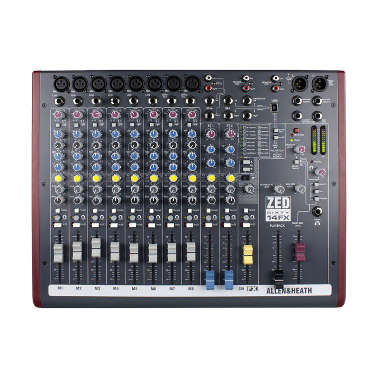 Allen & Heath ZED60-14FX 14 Channel Mixer w/ USB Audio Interface & Effects