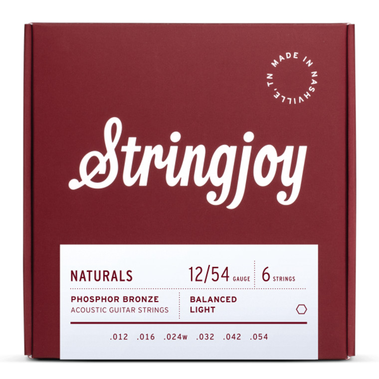 Stringjoy Naturals | Light Gauge (12-54) Phosphor Bronze Acoustic Guitar Strings