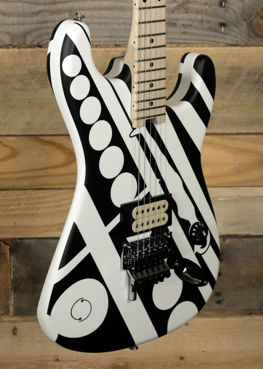 EVH Striped Series Circles Electric Guitar White & Black w/  Gigbag