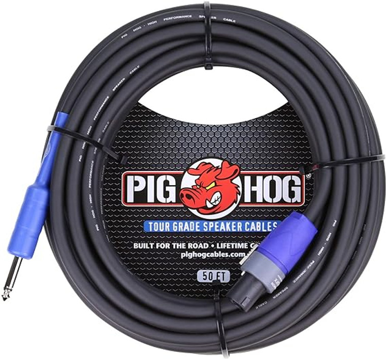 Pig Hog Speaker Cable 50ft Speakon to 1/4"