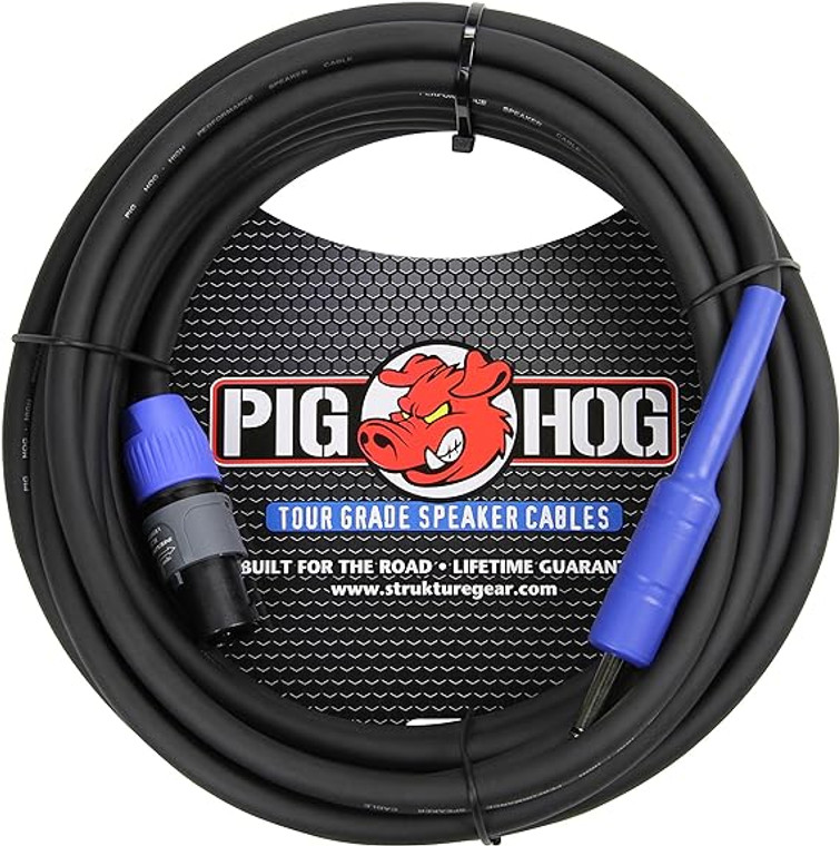 Pig Hog Speaker Cable 25FT Speakon to 1/4"