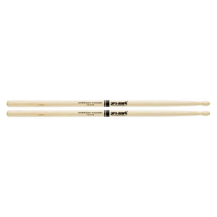 ProMark Classic Forward 747 Hickory Wood Oval Tip Drumsticks - Pair