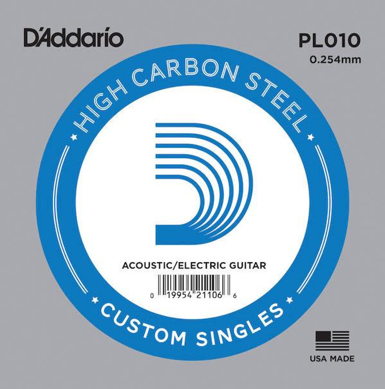 D'Addario Single String - Plain Steel 010