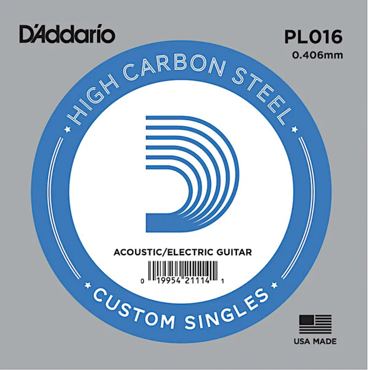 D'Addario Single String - Plain Steel 016