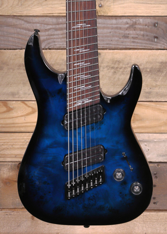 Schecter Omen Elite-8 Multiscale Electric Guitar See-Thru Blue Burst