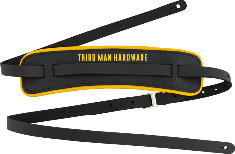Fender x Third Man Hardware Leather Strap, Black/Yellow