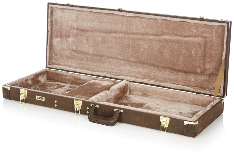 Gator Electric Guitar Deluxe Wood Case, Vintage Brown