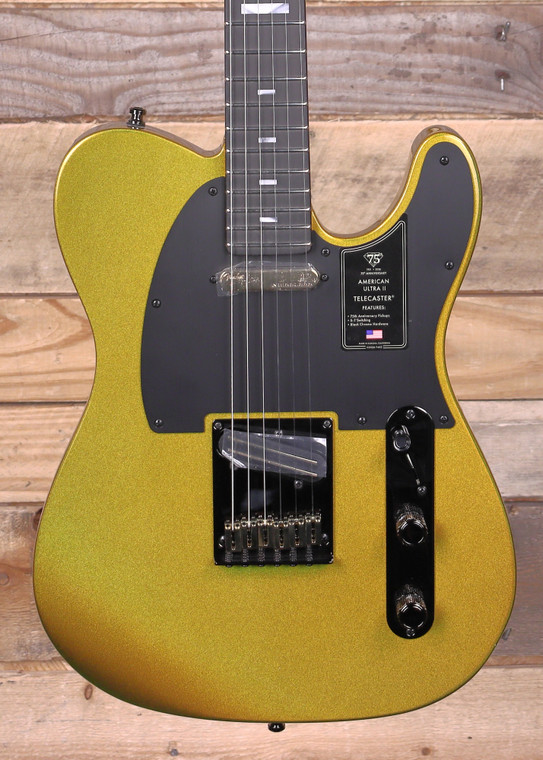 Fender 75th Anniversary American Ultra II Telecaster Electric Guitar Liquid Gold w/ Case
