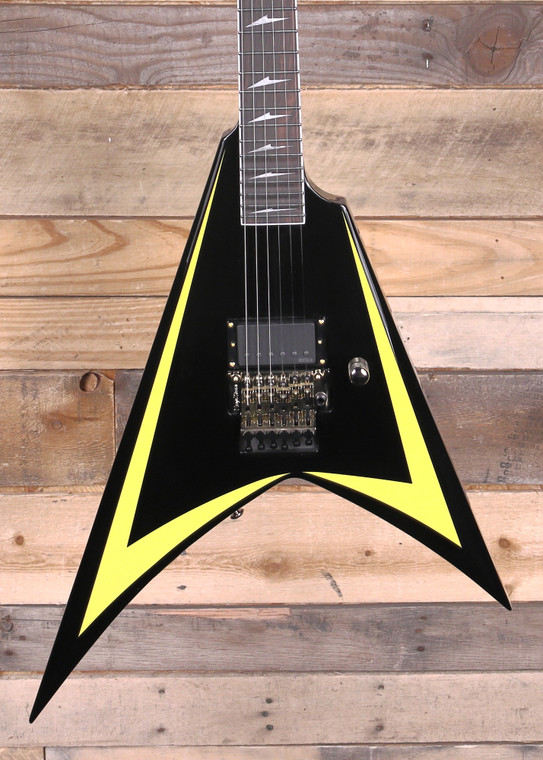 ESP Alexi Laiho Arrowhead SE 20th Anniversary Electric Guitar Black w/Yellow Pinstripe & Case