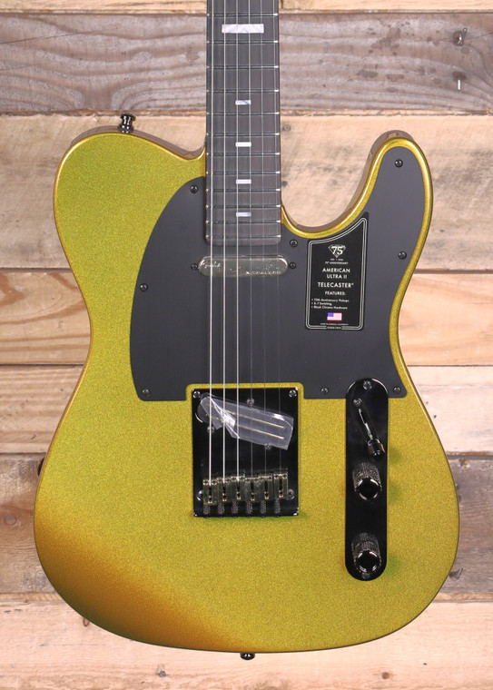 Fender 75th Anniversary American Ultra II Telecaster Electric Guitar Liquid Gold w/ Case