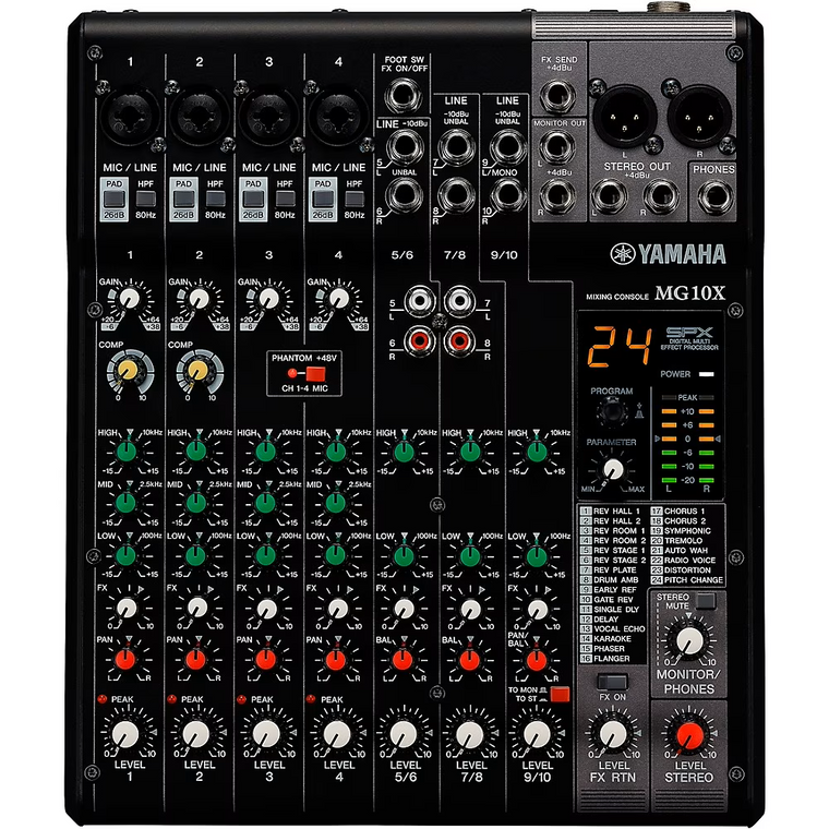 YAMAHA MG10X CV Stereo Mixer - 10-input, 24 SPX FX, 2 ch 1-knob comp