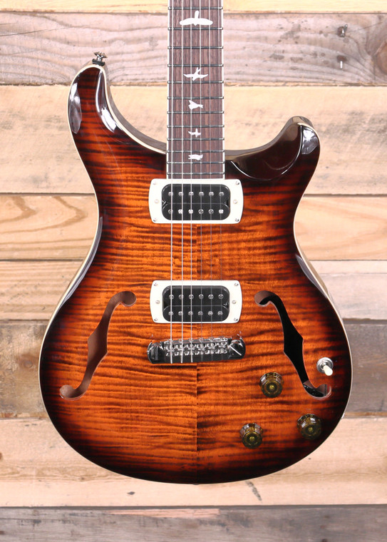 PRS SE Flatback Hollowbody I Piezo Guitar Orange Tiger Smokeburst w/ Gigbag