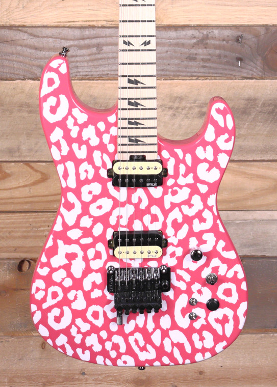 FU Pro Guitar Britt Lightning Signature Electric Guitar Hot Pink With White Leopard w/ Gigbag