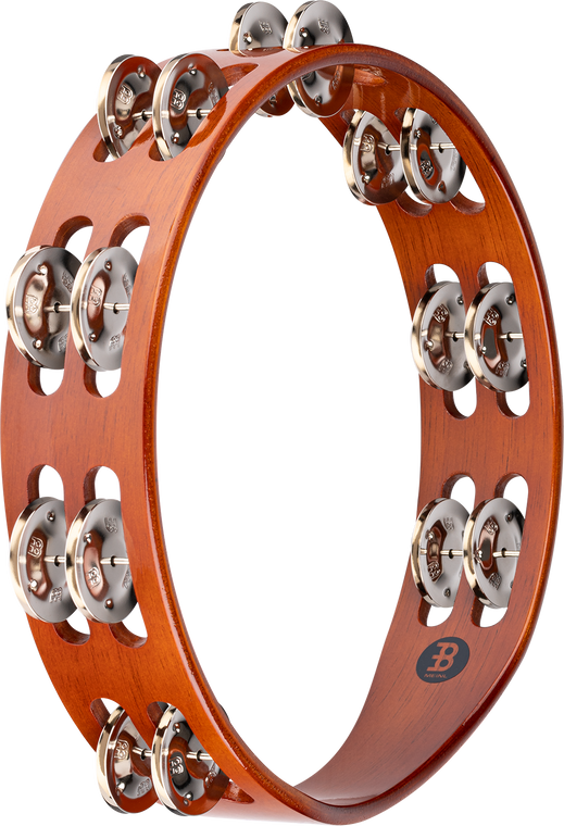 Meinl Percussion 10" Traditional Wood Tambourine, Dual row, Nickel plated steel jingles