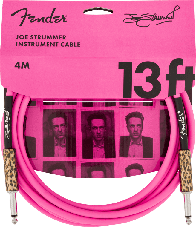 Fender Joe Strummer 13' Instrument Cable, Pink Leopard - Pink Leopard, 13 ft (Str/Str), Straight/Straight
