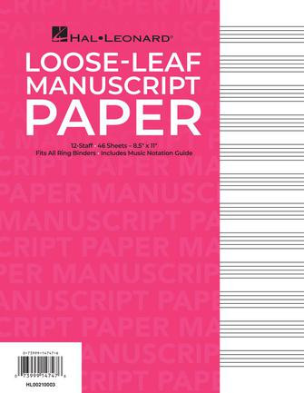 Hal Leonard Standard Loose Leaf Manuscript Paper (Pink Cover)