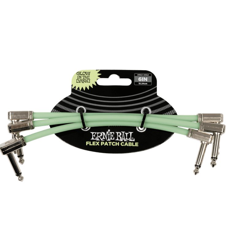 Ernie Ball Flex Patch Cable 6in - Glow in Dark - 3 Pack