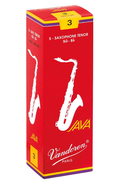 Vandoren Java Red (Filed - Red Cut) Tenor Saxophone Reeds - Strength 3.5 - Box of 5