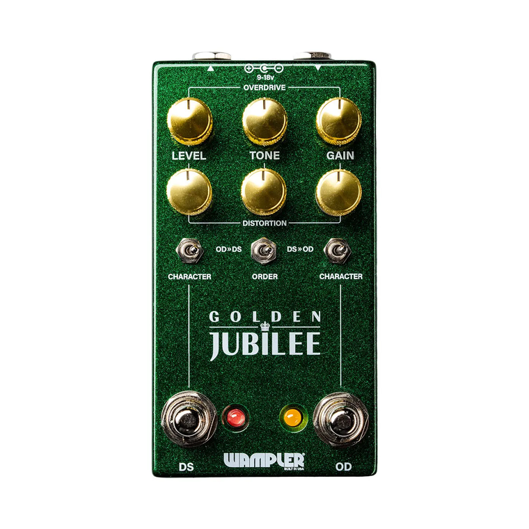 Wampler Golden Jubilee Overdrive and Distortion Pedal Overdrive/Distortion Guitar Pedal with Level, Tone, and Gain Knobs, Stacking Order Switch, and Character Switches