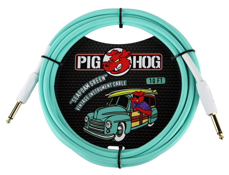Pig Hog 10FT Seafoam Green Instrument Cable