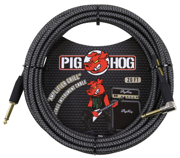 Pig Hog "Amp Grill" 20ft Right Angle Instrument Cable