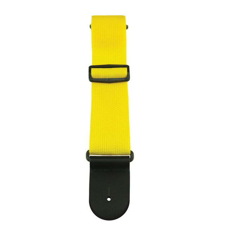 Henry Heller 2" Polypro Guitar Strap W/Tri Glide & Leather Ends Yellow
