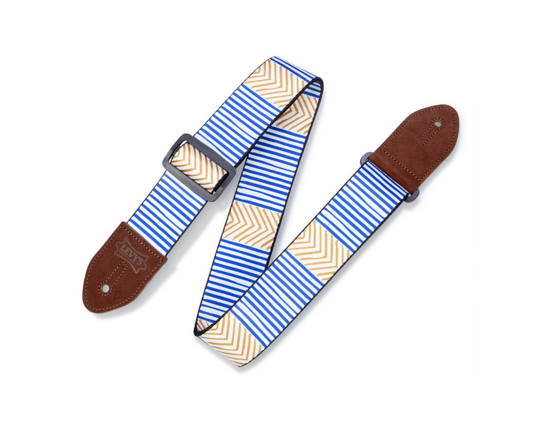 Levy's Print Series Blue and Yellow Tribal Chevron Guitar Strap