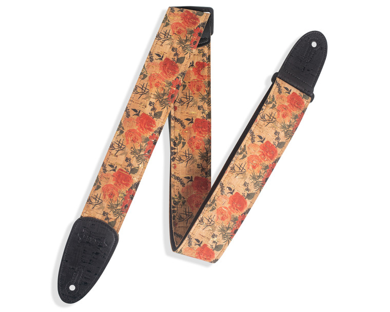 Levy's Specialty Series Cork Red, Cream Black, and Natural Wildflower Guitar Strap