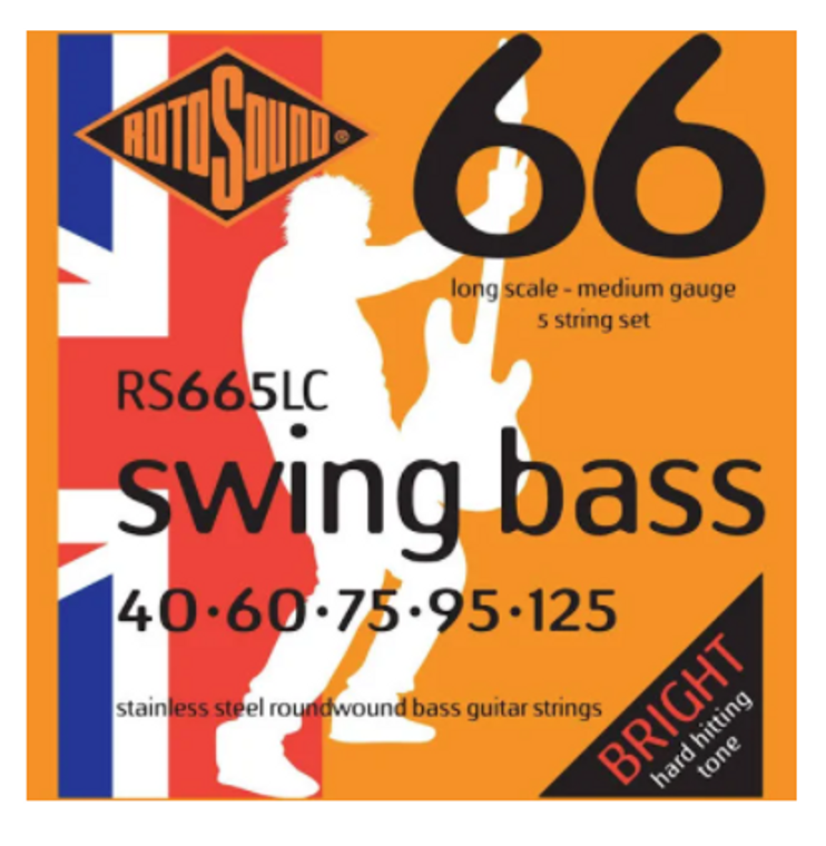 Rotosound RS665LC Swing Bass Stainless Steel Bass Guitar Strings - 5 String Medium