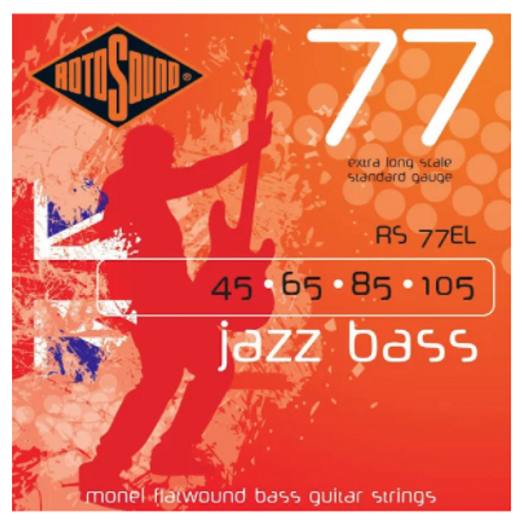 Rotosound RS77EL Monel Flatwound Jazz Bass Guitar Strings - Extra Long