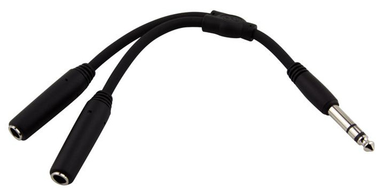 Pig Hog PY-S214S 6" Y Cable - Stereo 1/4" Male to Dual Stereo 1/4" Female