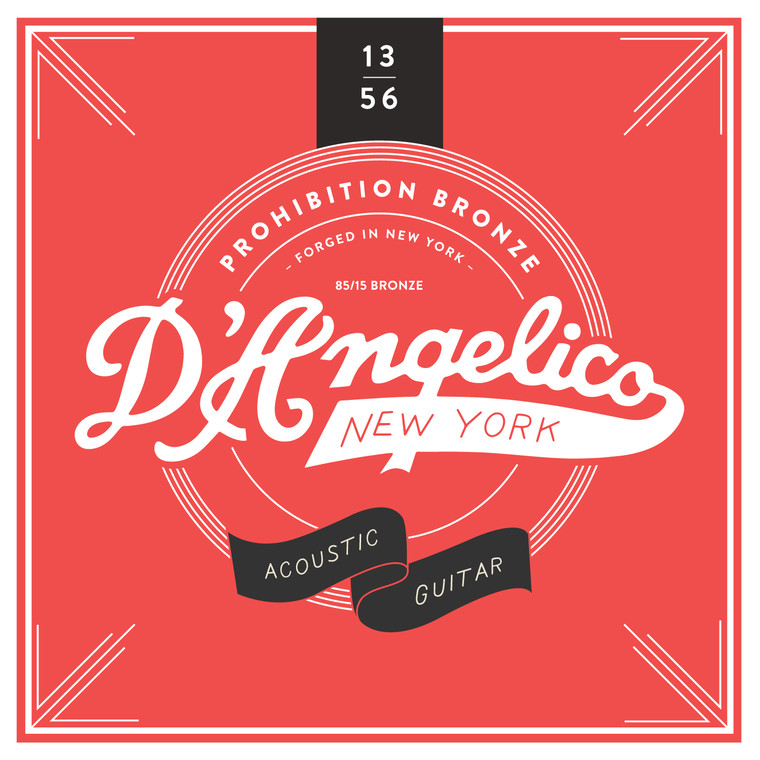 D'Angelico DAPB1356 Prohibition Bronze Acoustic Guitar Strings - 13-56