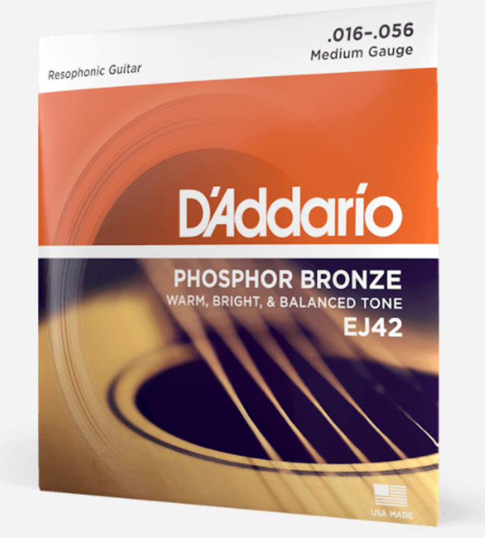 D'Addario EJ42 Phosphor Bronze Resophonic Guitar Strings - Medium, 16-56