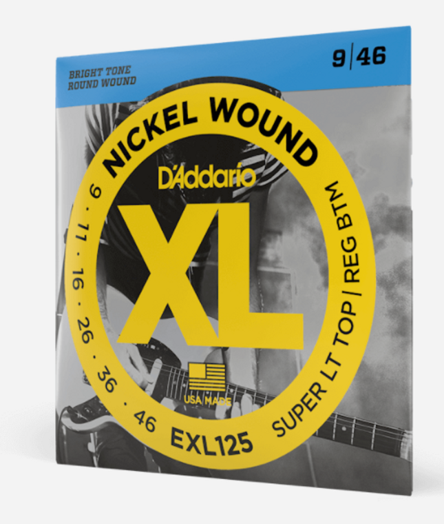 D'Addario EXL125 Nickel Wound Electric Guitar Strings - Super Light Top/Regular Bottom, 9-46