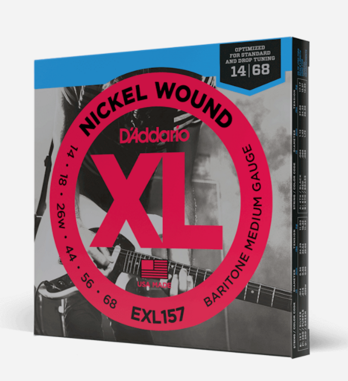 D'Addario EXL157 Nickel Wound Electric Guitar Strings - Baritone Medium, 14-68