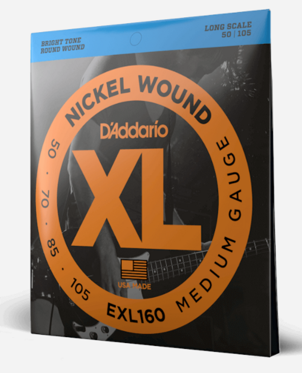 D'Addario EXL160 Long Scale Nickel Wound Bass Guitar Strings - Medium, 50-105