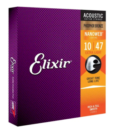 Elixir ELX16002 Nanoweb Phosphor Bronze Acoustic Guitar Strings
