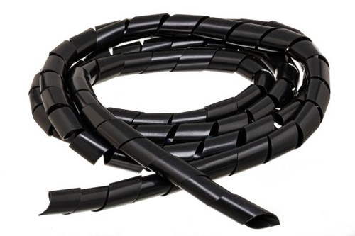 Spiral Wrap, Ø:1/2 Length:10' Black Plastic Cable Cover - Budget