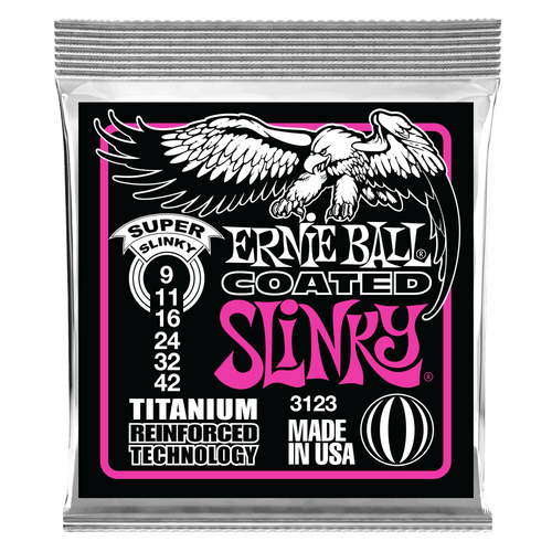 Ernie Ball 3123 Super Slinky Coated Titanium Electric Guitar Strings