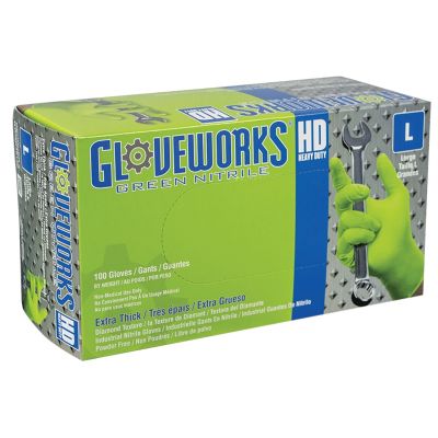 GLOVEWORKS L GREEN NITRILE  DIAMOND GRIP