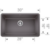 Blanco 442530 Precis 30" Single Undermount: Cinder