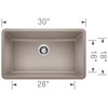 Blanco 442531 Precis 30" Single Undermount: Truffle