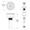 Elkay Deluxe Drain Kit with Satin Finish 3-1/2 Type 304 Stainless Steel Body for Fireclay Sinks