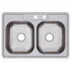Elkay Dayton Stainless Steel 33" x 22" x 6-9/16" MR2-Hole Equal Double Bowl Drop-in Sink