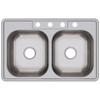 Elkay Dayton Stainless Steel 33" x 21-1/4" x 6-9/16" 4-Hole Equal Double Bowl Drop-in Sink